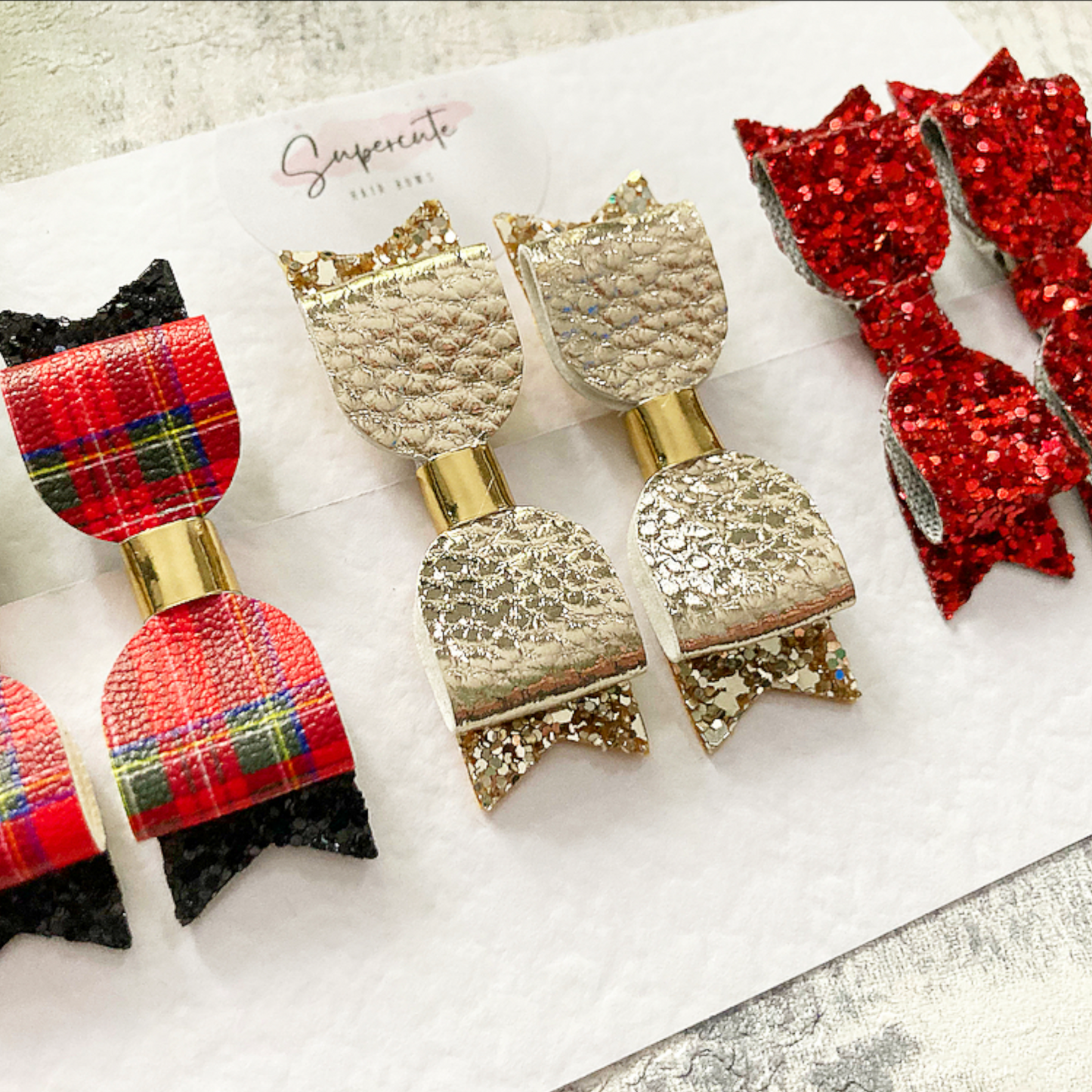 Tartan Micro Pigtail Hair Bow Set