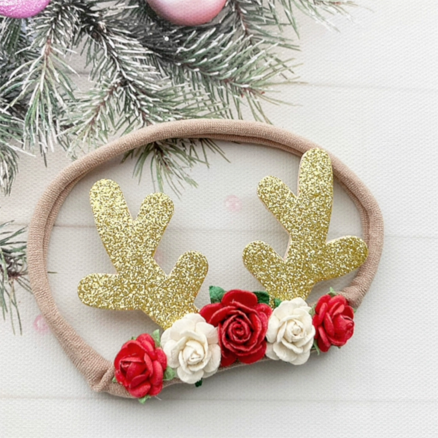 Luxury Reindeer Floral Baby Headband