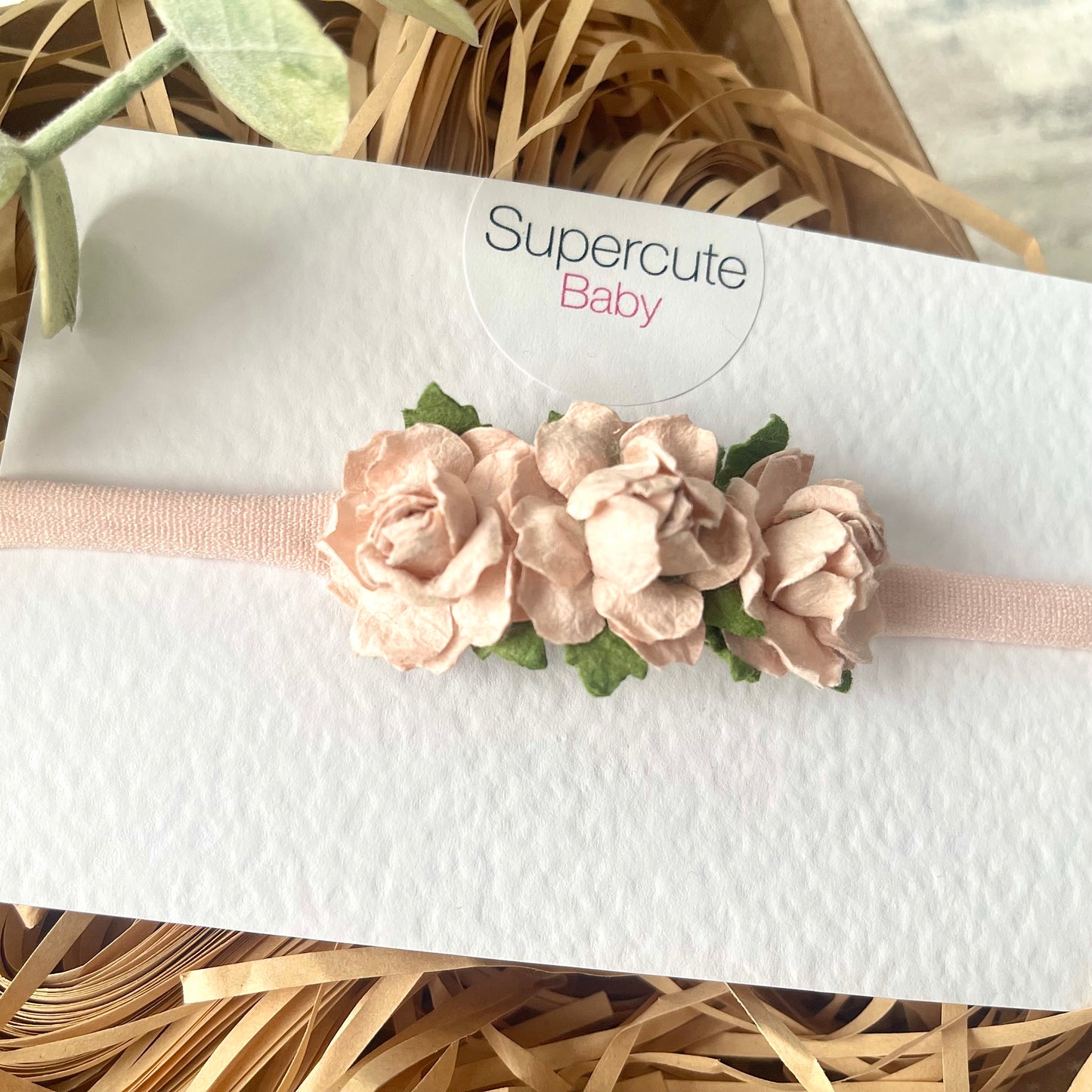 Nude Floral Baby Headband