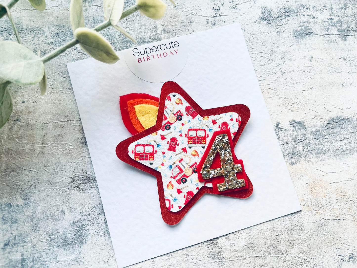 Fire Engine Star Birthday Badge