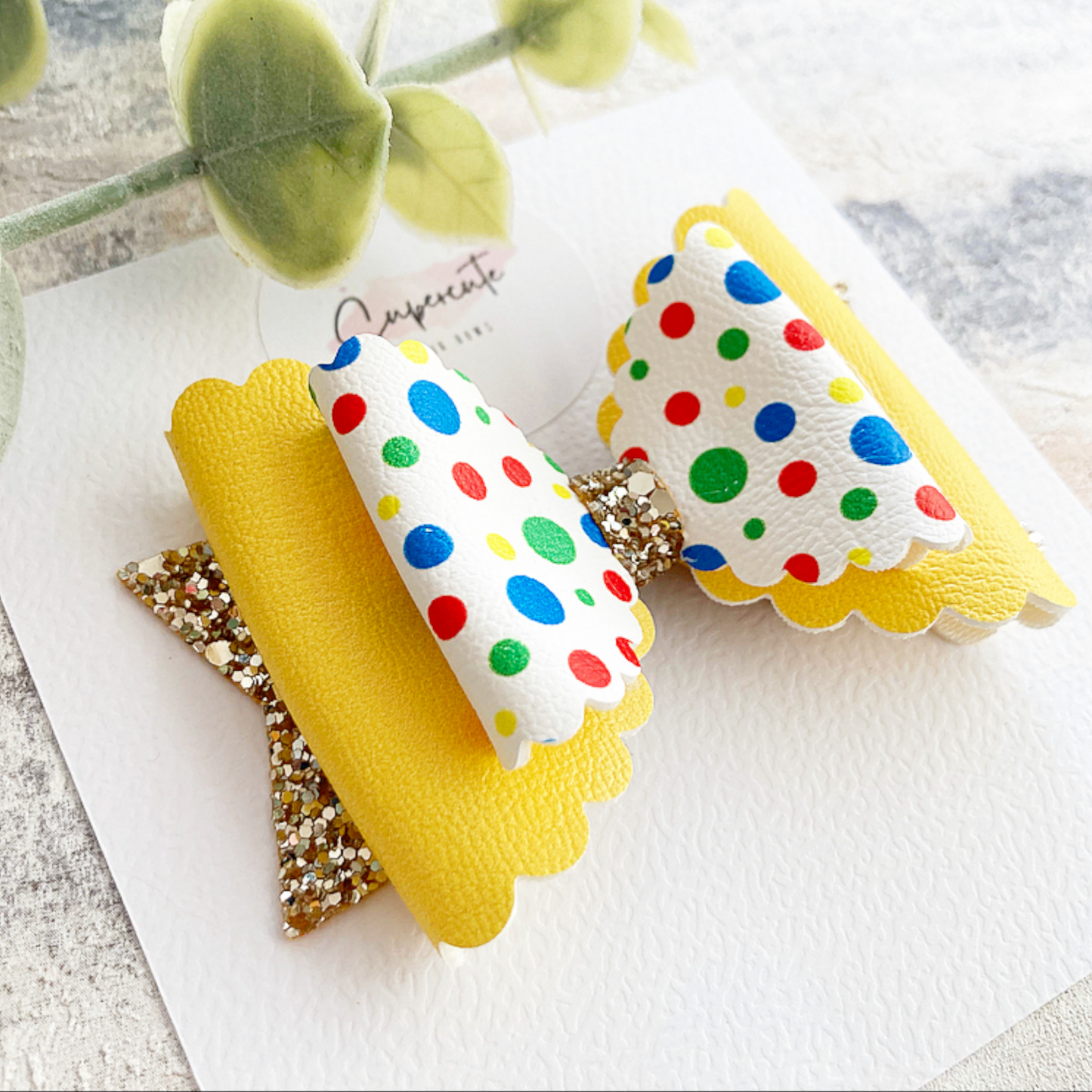 Spotty Leatherette Hair Bow