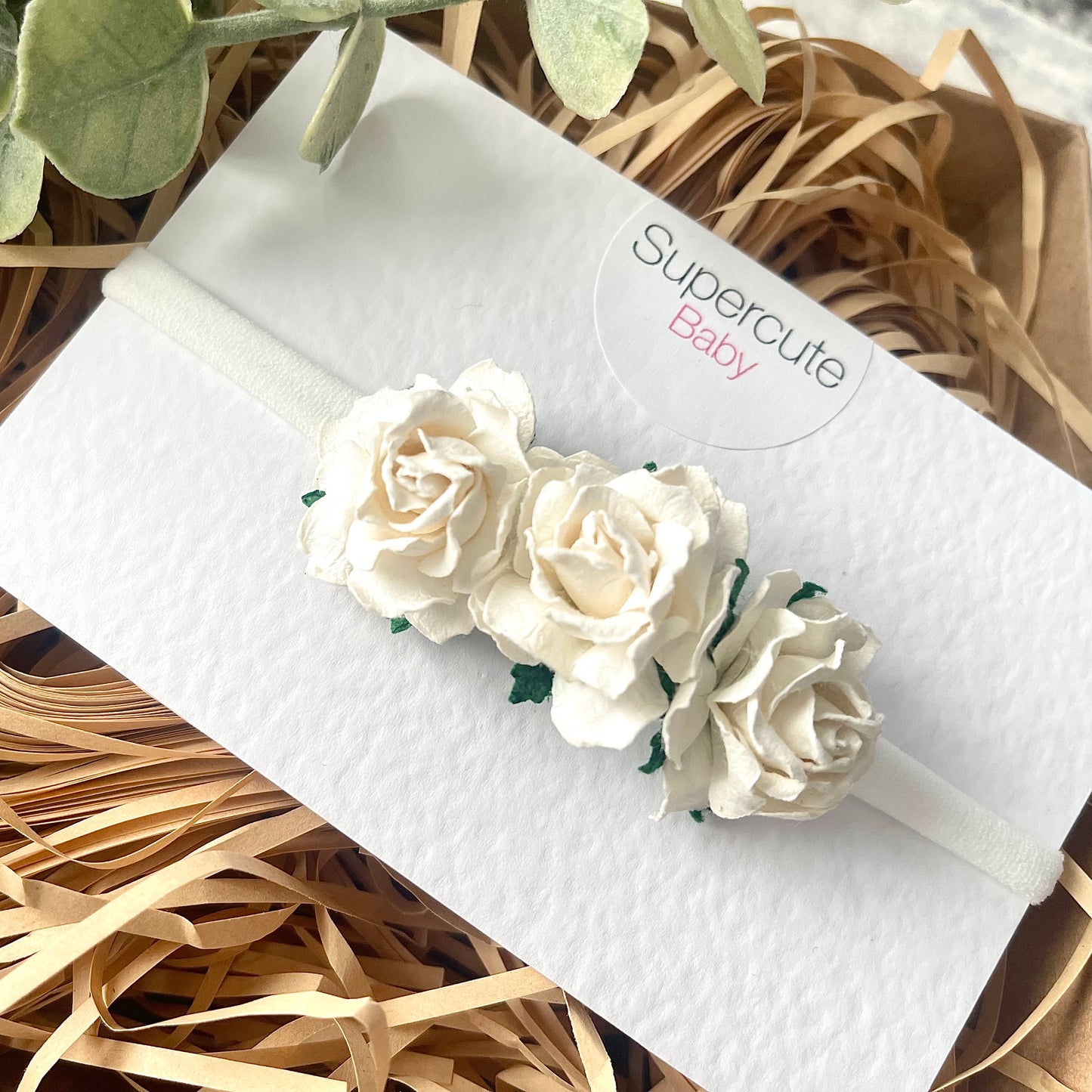 Luxury White Floral Baby Headband
