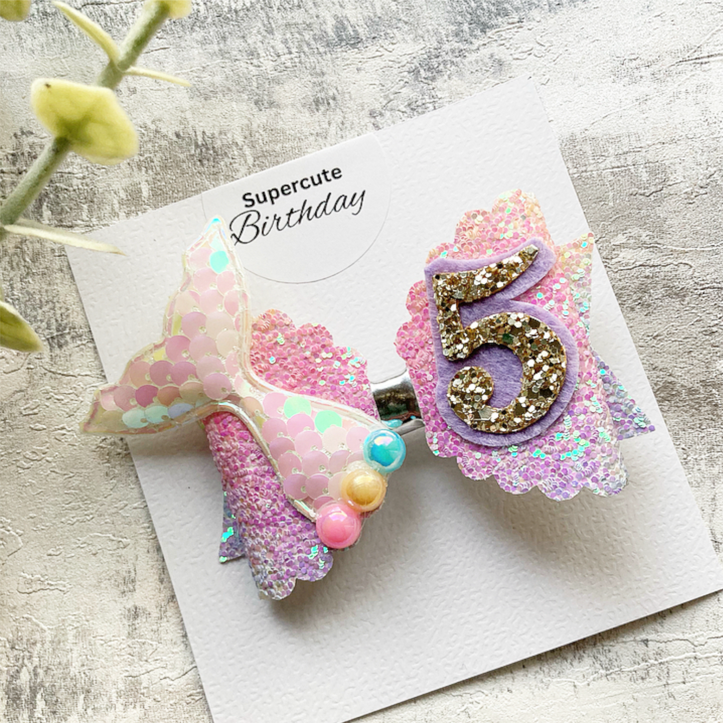 Ombré Mermaid Luxury Birthday Hair Bow