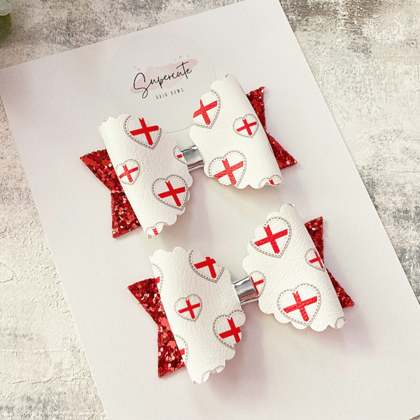 Euros England Hearts Mini Pigtail Hair Bows 2.5”