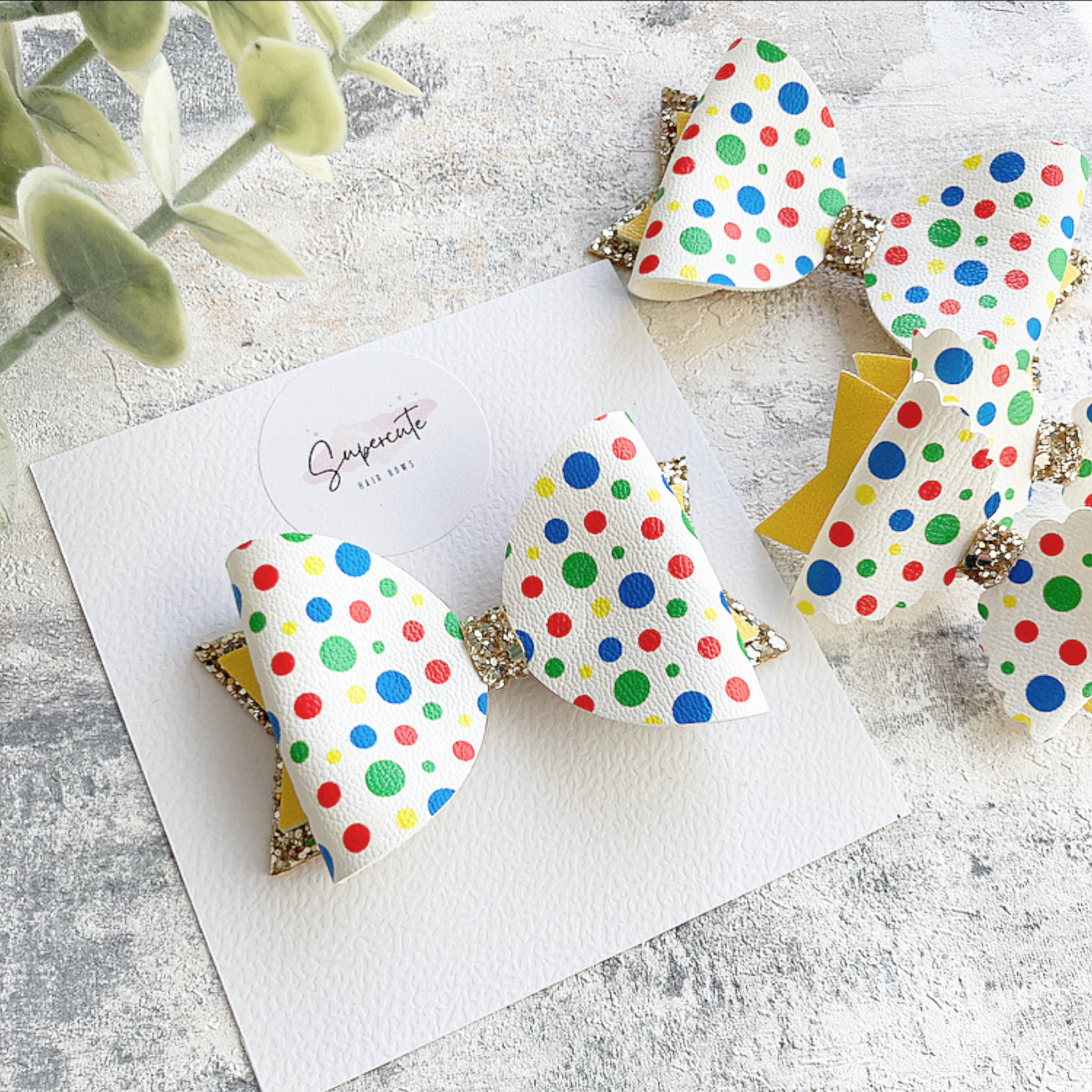 Spotty Leatherette Hair Bow