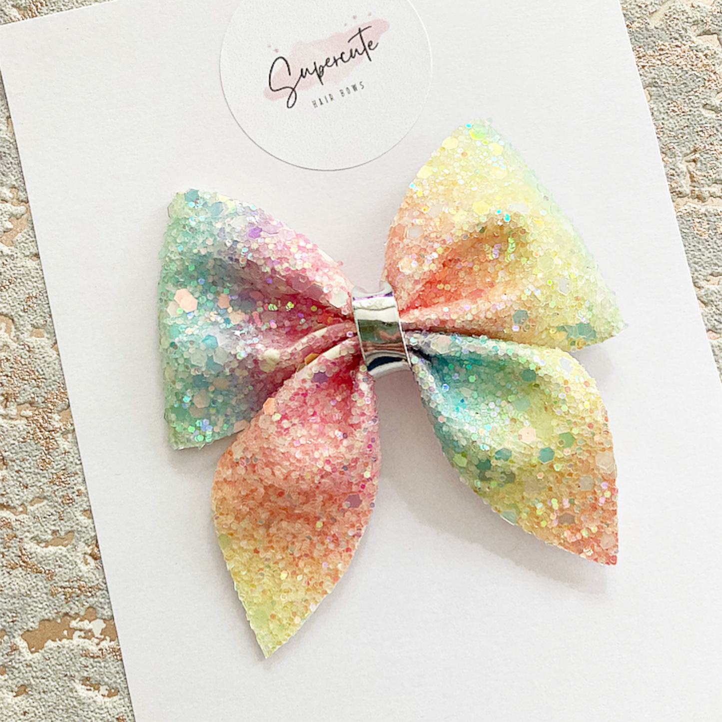 Rainbow Ombré Sailor Glitter Bow