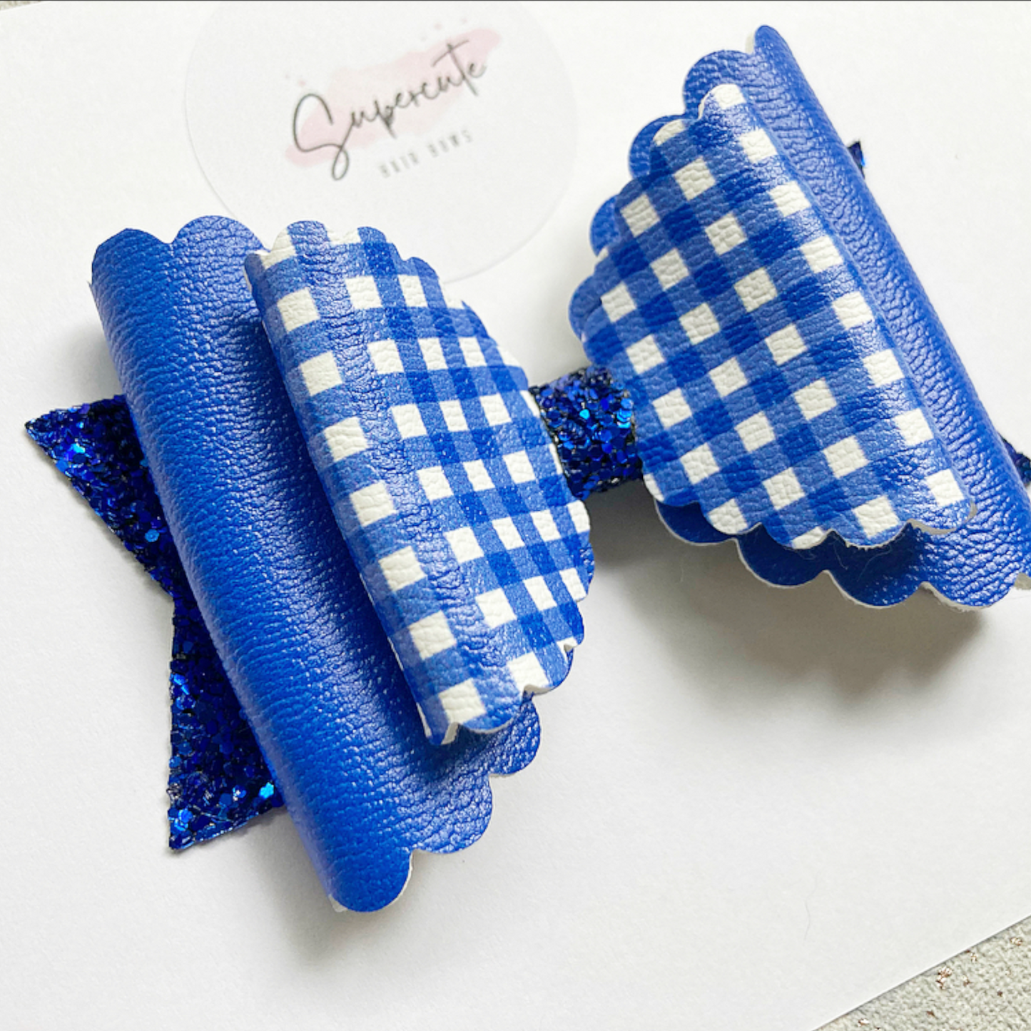 Leatherette Gingham School Bow