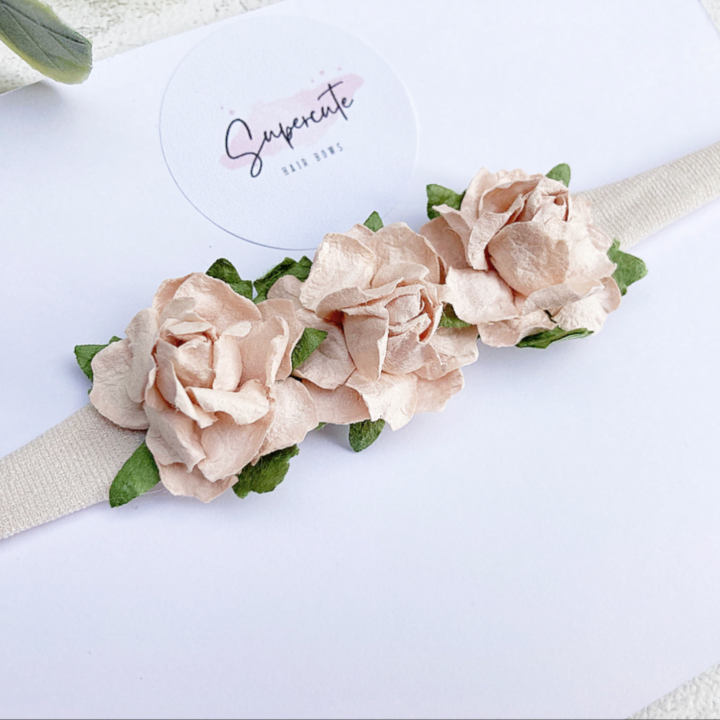 Nude Floral Baby Headband