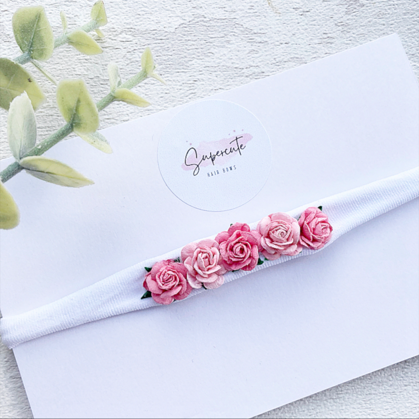 Pink Rose Baby Headband