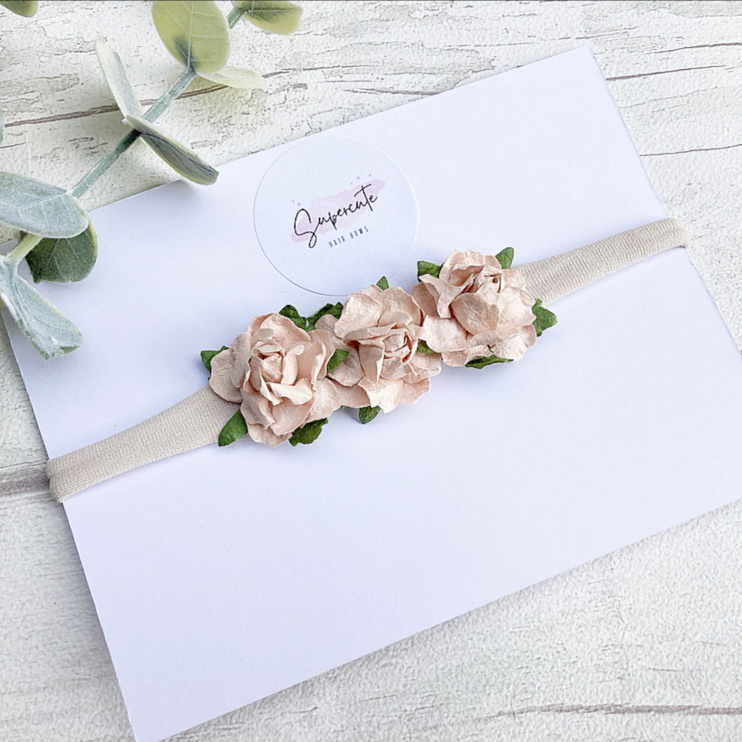 Nude Floral Baby Headband