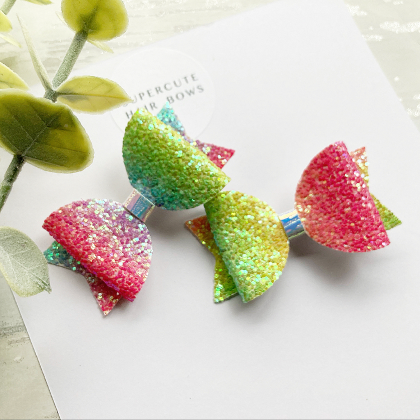 Bright Ombré Mini Pigtail Bows