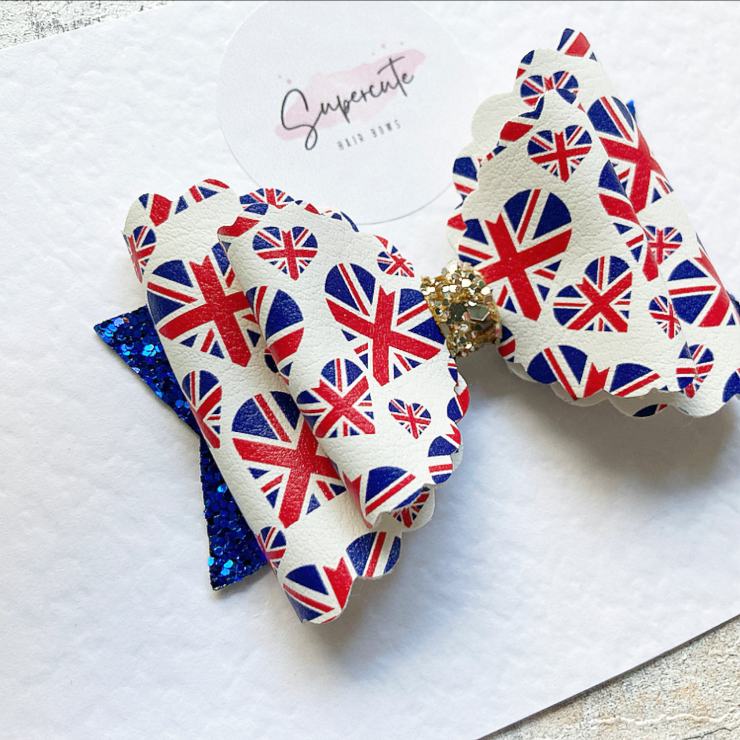 Uk Flag Hearts Leatherette Hair Clip