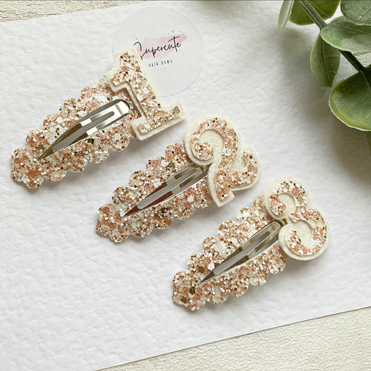 Ivory & Rose Gold Birthday Snap Clip