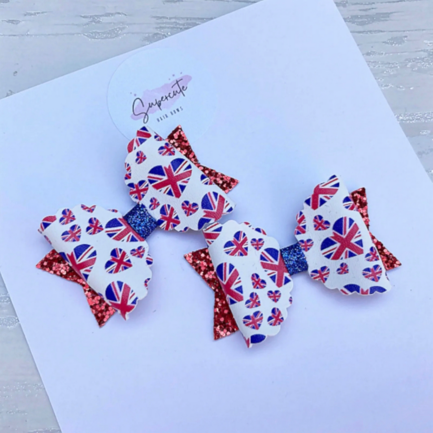 VE Day Flag Pigtail Mini Bows