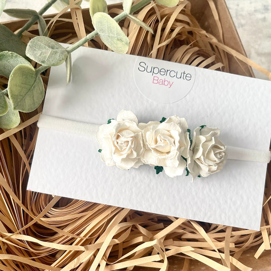 Luxury White Floral Baby Headband