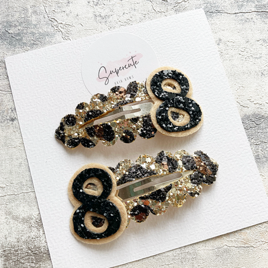 Leopard Print Birthday Snap Clip Pair