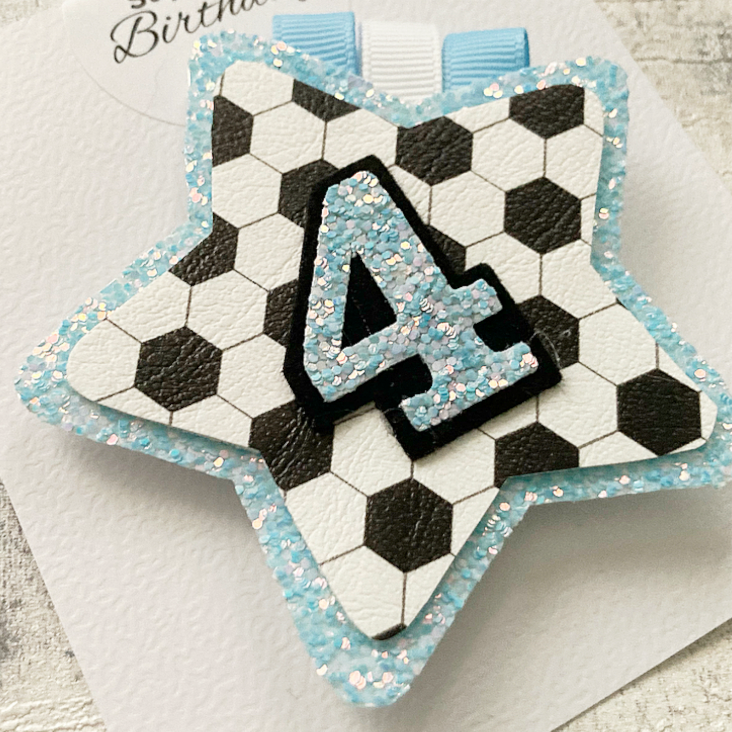 Light Blue Luxury Football Birthday Badge
