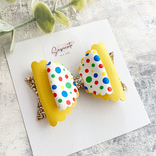 Spotty Leatherette Hair Bow