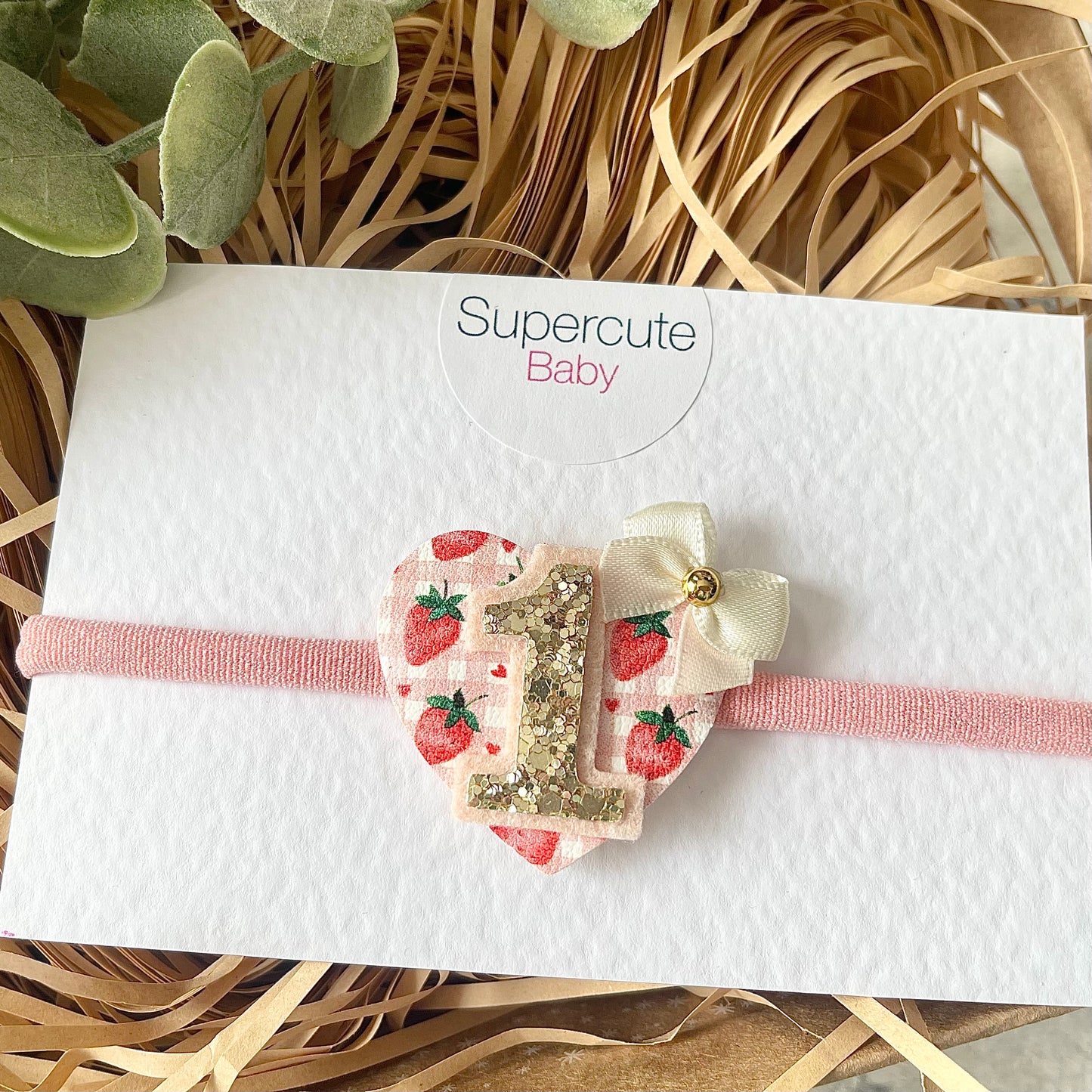 Strawberry 1st Birthday Baby Headband