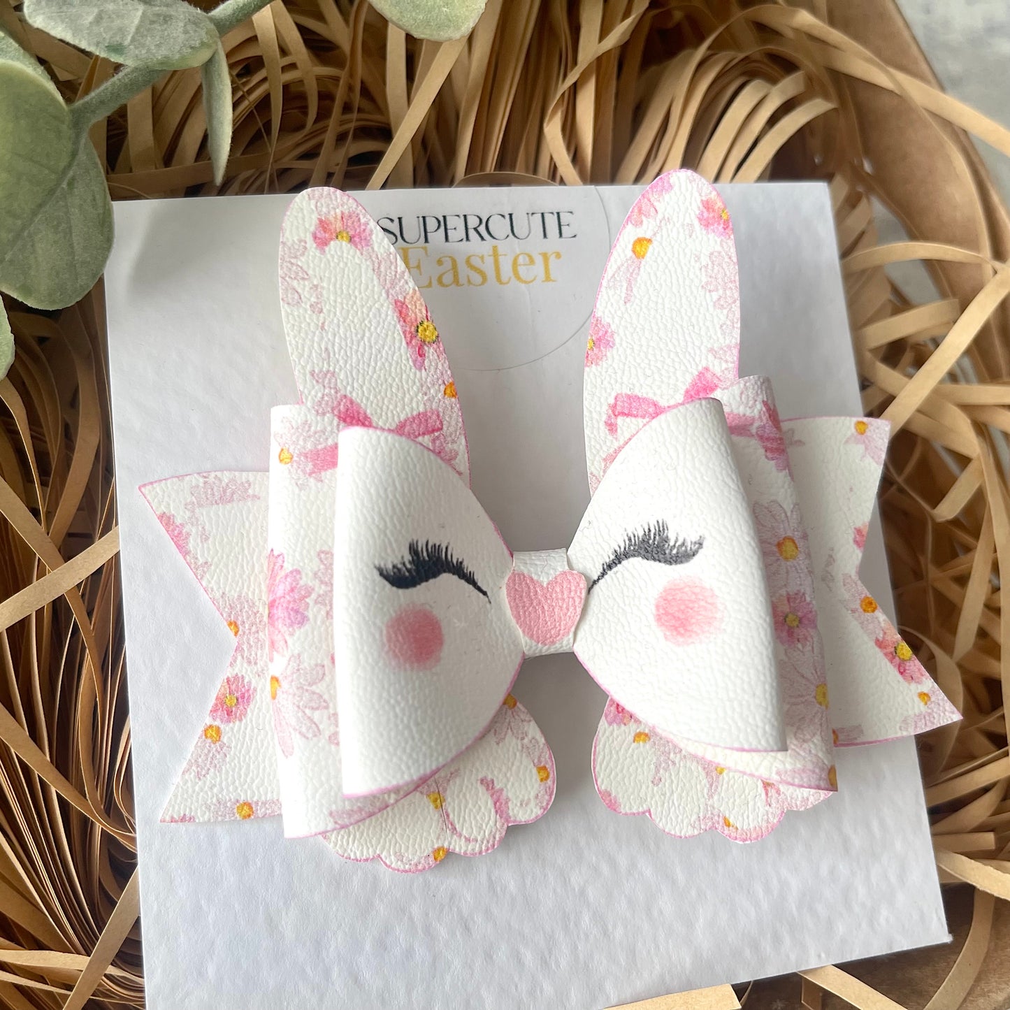 Floral Easter Bunny Hair Bow