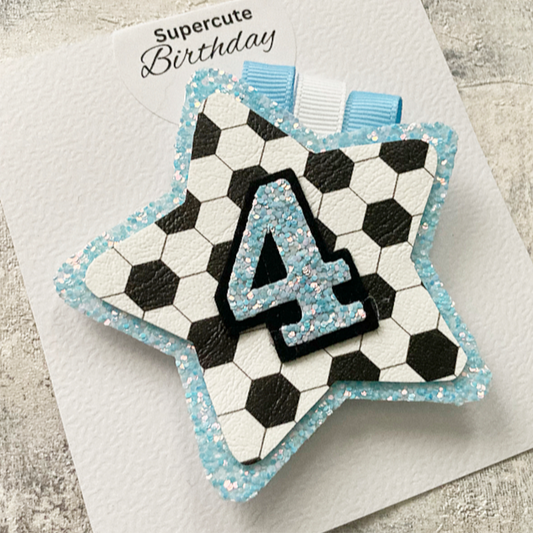 Light Blue Luxury Football Birthday Badge