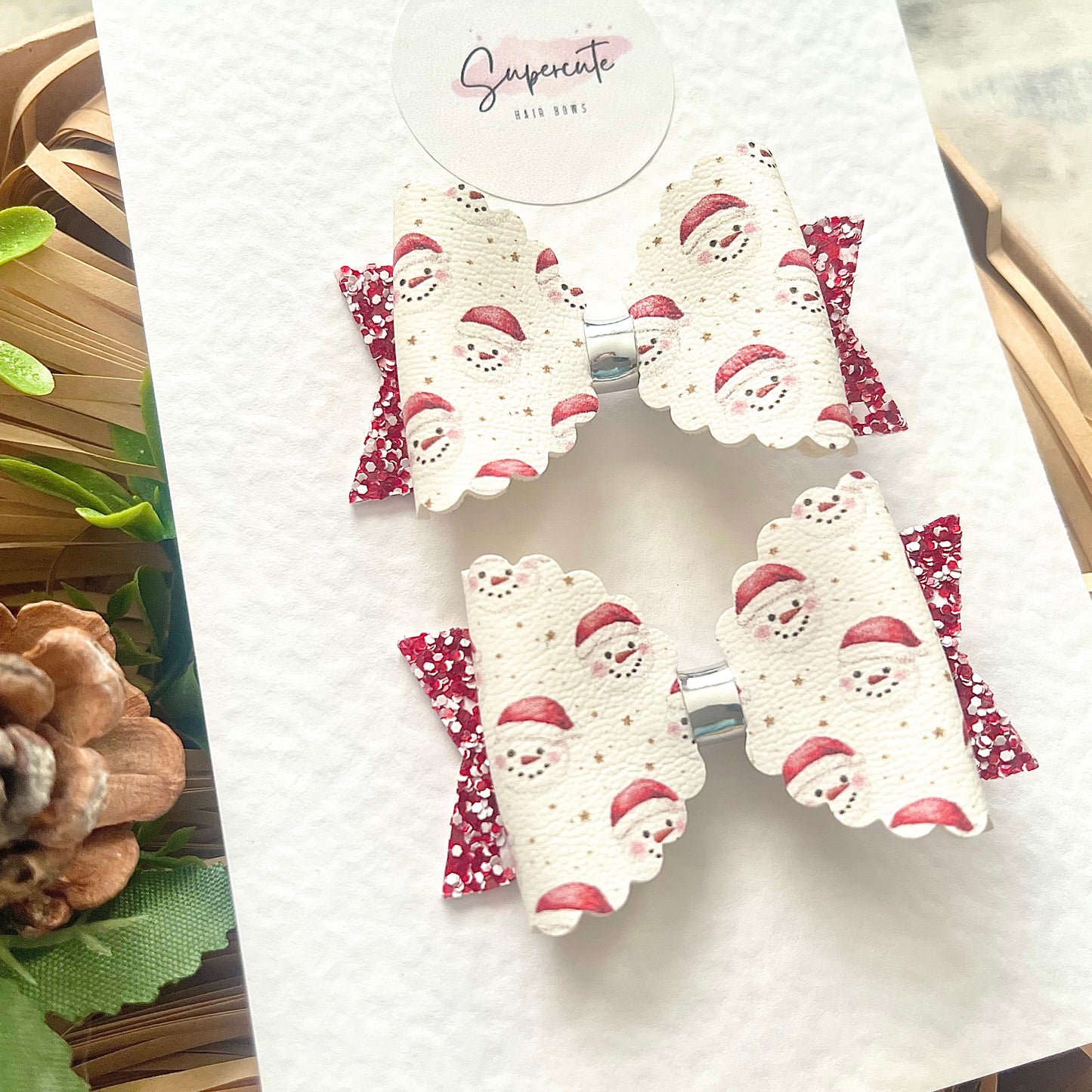 Festive Snowman Mini Pigtail Bows