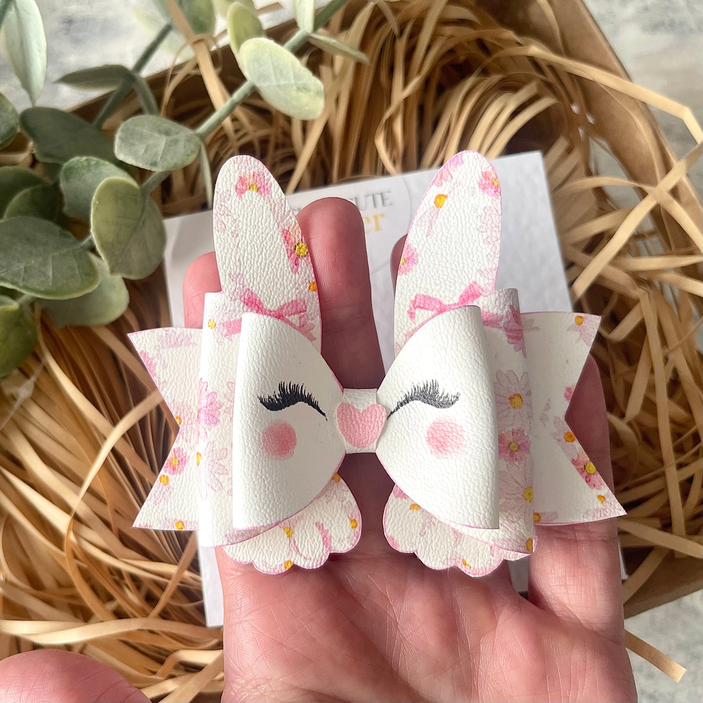 Floral Easter Bunny Hair Bow