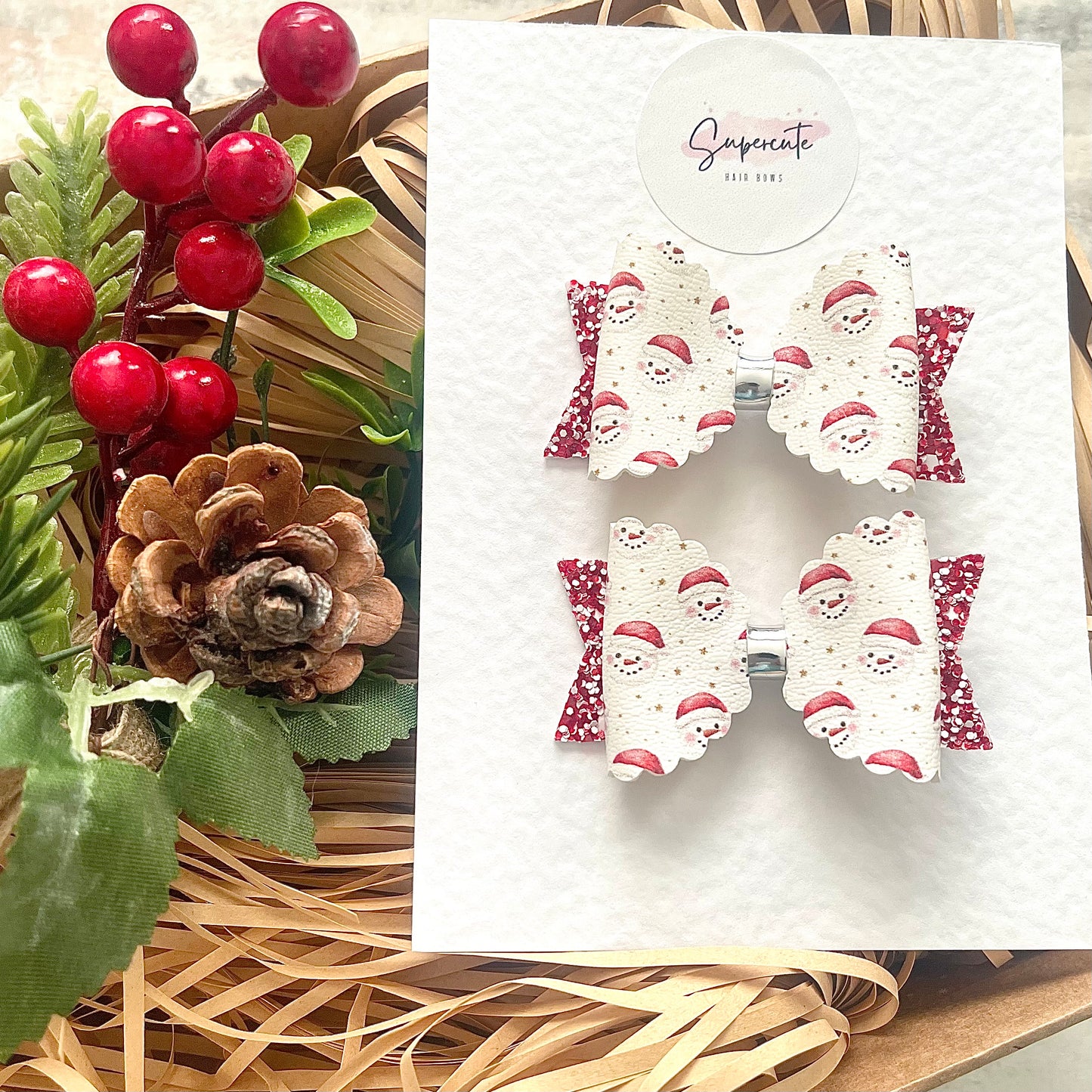 Festive Snowman Mini Pigtail Bows