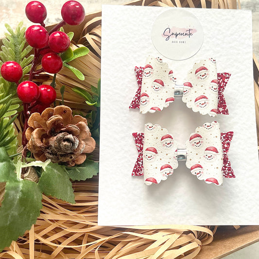 Festive Snowman Mini Pigtail Bows