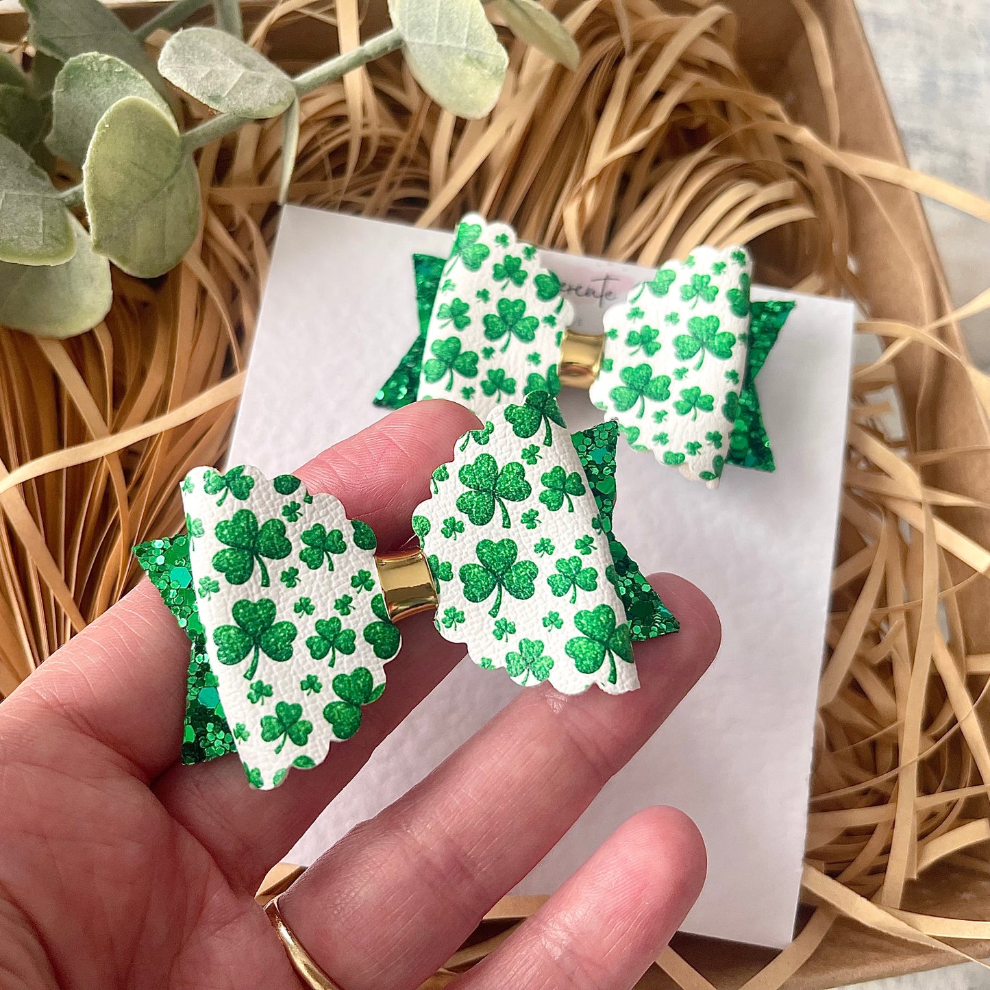 St Patrick’s Day Clover Pigtail Mini Bows