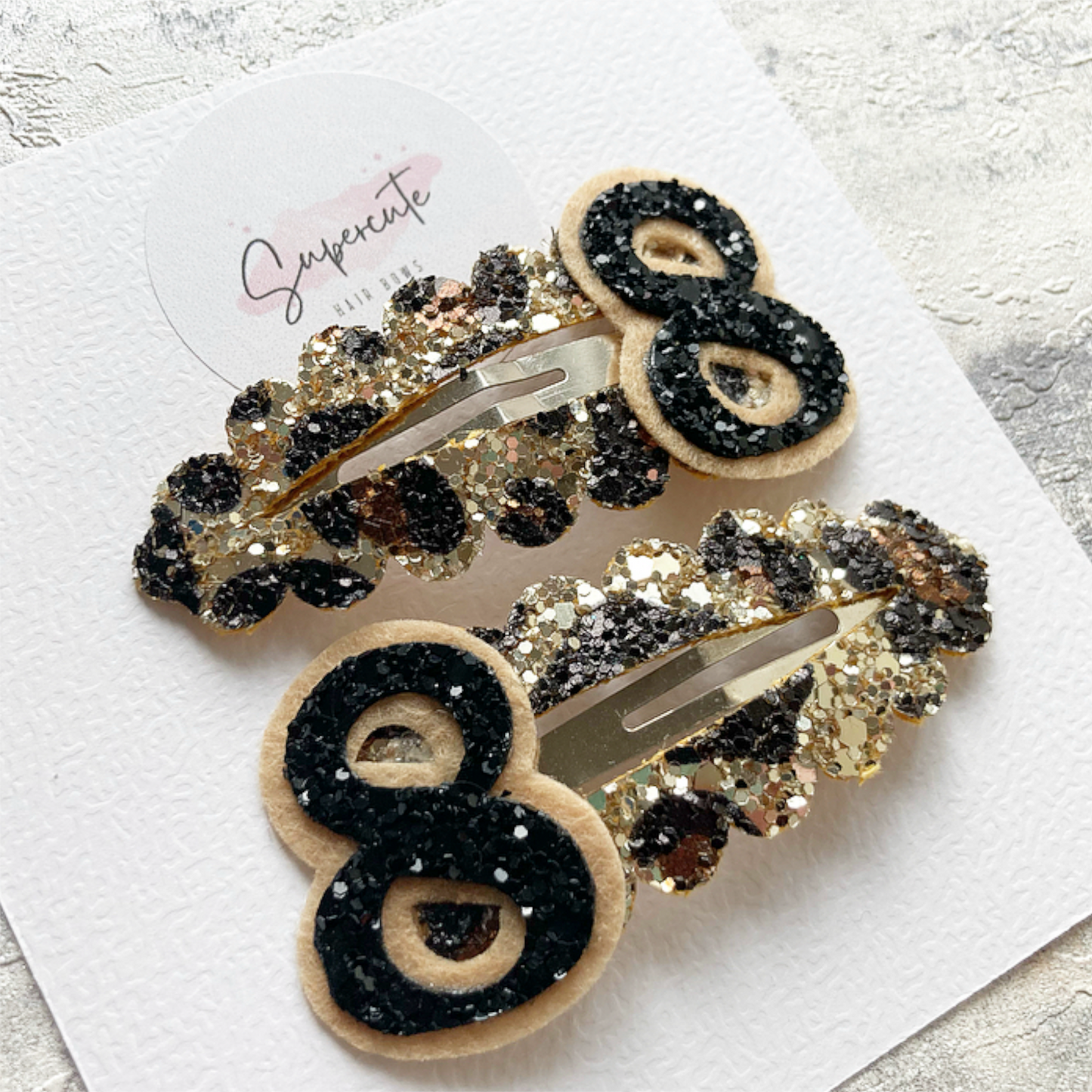 Leopard Print Birthday Snap Clip Pair