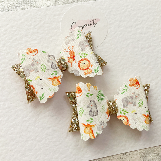 Safari Animals Mini Pigtail Bows