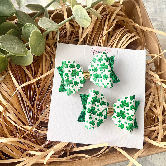 St Patrick’s Day Clover Pigtail Mini Bows