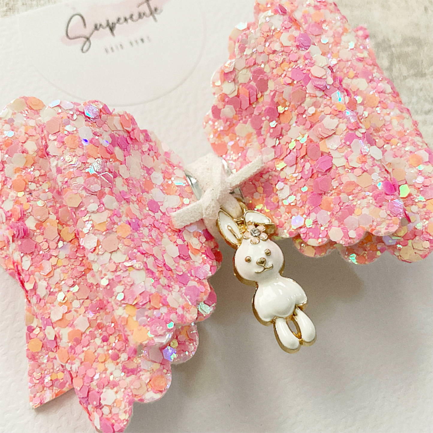 Pretty Pink Bunny Charm Bow