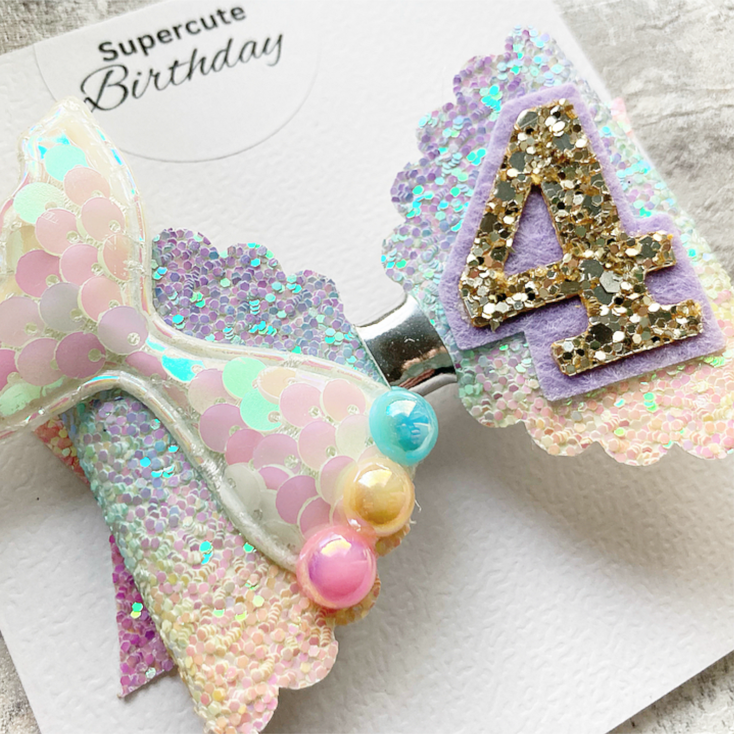 Ombré Mermaid Luxury Birthday Hair Bow