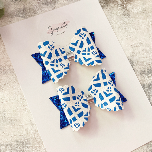 Scotland Euros Mini Pigtail Hair Bows 2.5”