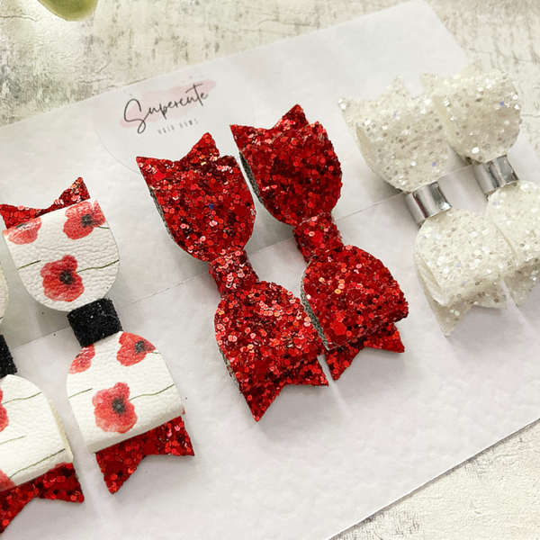 Poppy Micro Pigtail Hair Bow Set