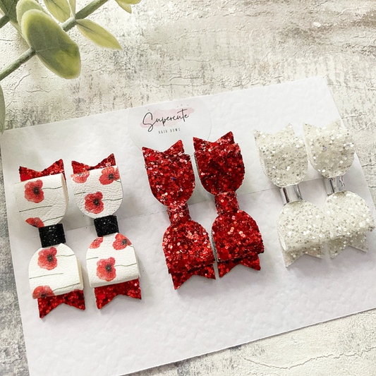 Poppy Micro Pigtail Hair Bow Set