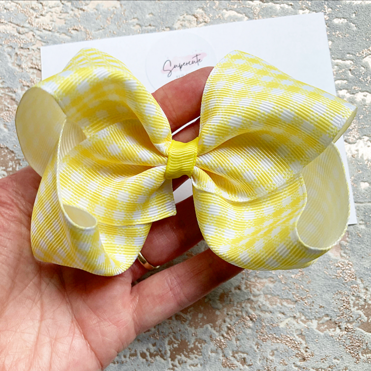 Large Gingham Boutique Hair Bow