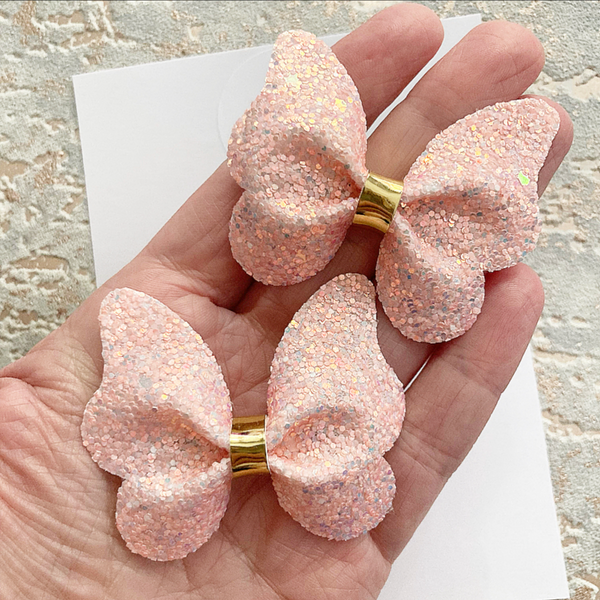 Blush Butterfly Pigtail Hair Bows