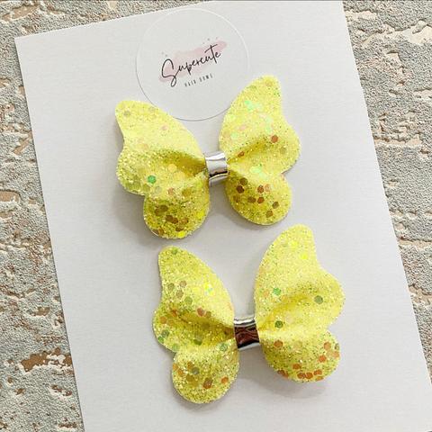Yellow Butterfly Pigtail Bows