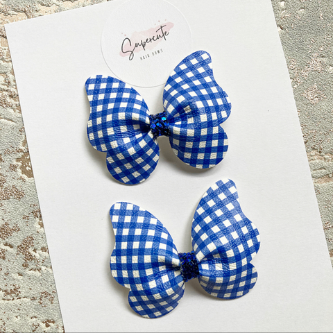 Gingham Butterfly Hair Clips