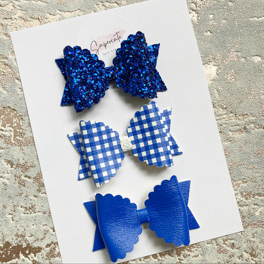 School Mini Hair Bow Trio