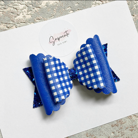 Leatherette Gingham School Bow