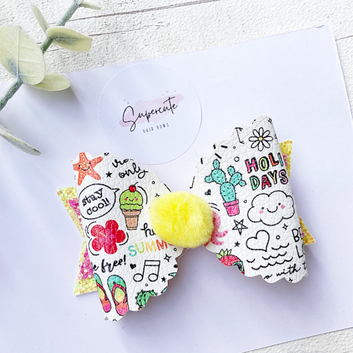 Summer Holiday Leatherette Hair Bow