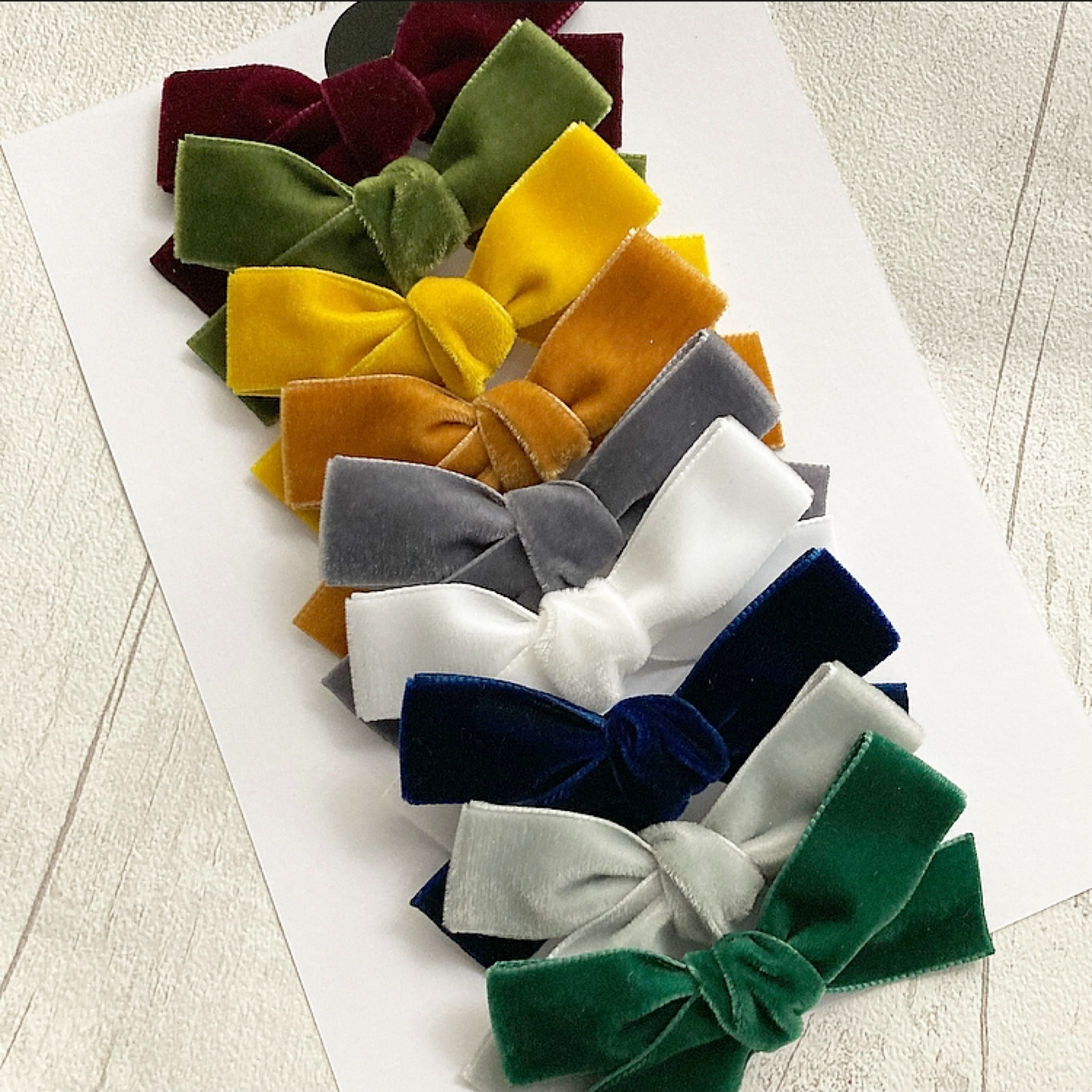 Simple Hand Tied Velvet Bow Clips