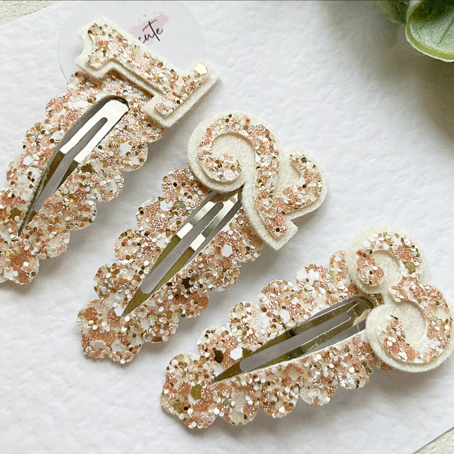 Ivory & Rose Gold Birthday Snap Clip
