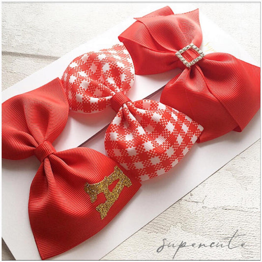 Large School Hair Bows Trio