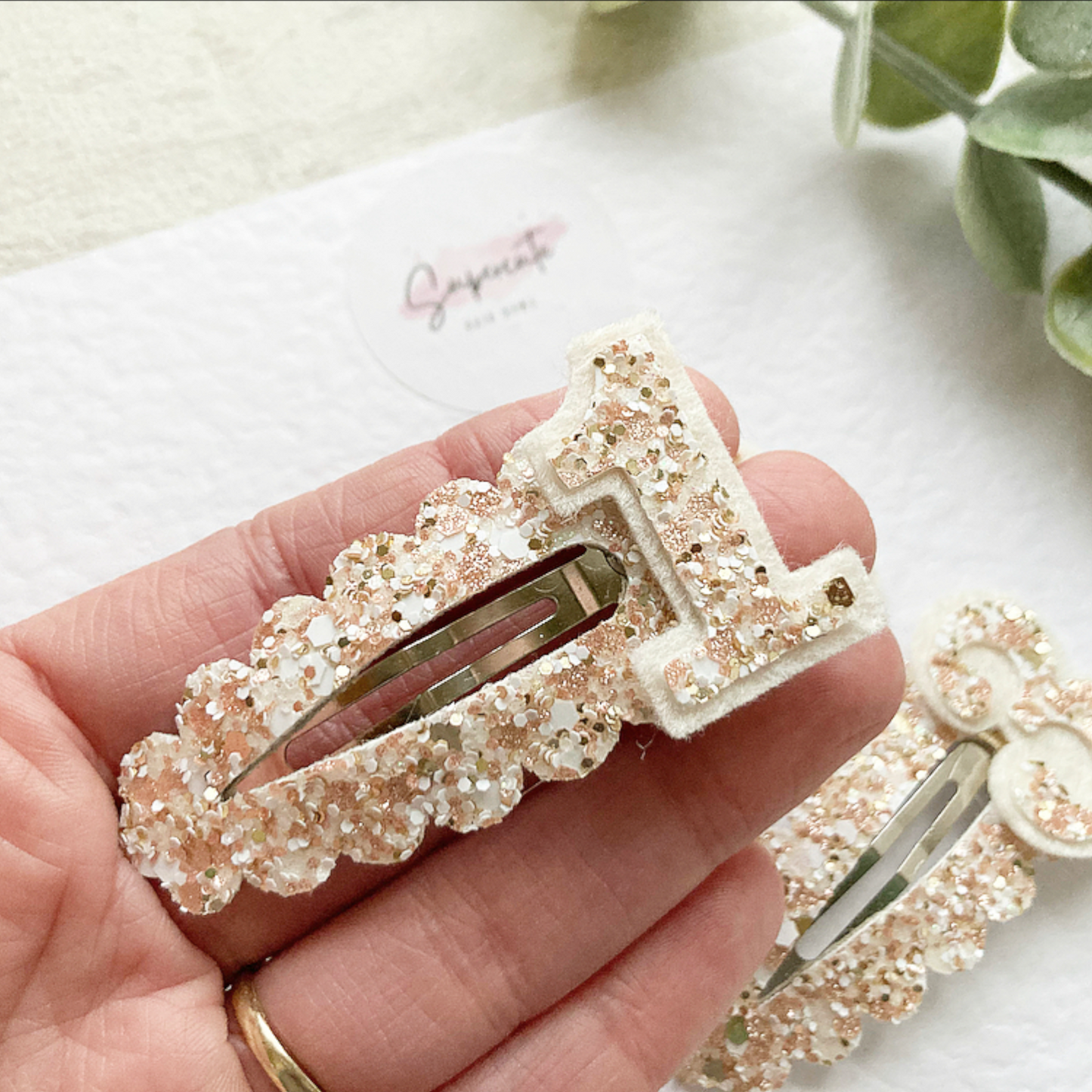 Ivory & Rose Gold Birthday Snap Clip