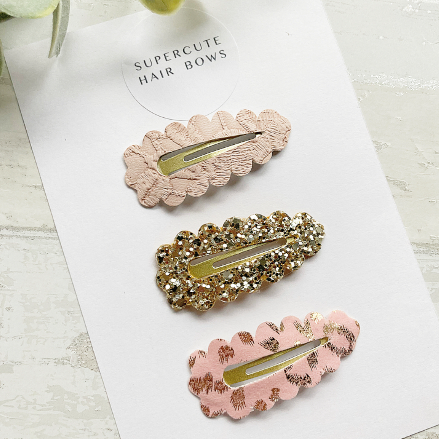 Blush Leopard Snap Clip Set